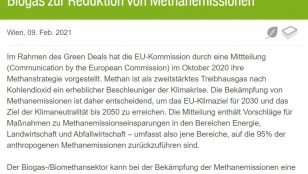 EU-Methanstrategie: Anerkennung des Beitrags von Biogas zur Reduktion von Methanemissionen